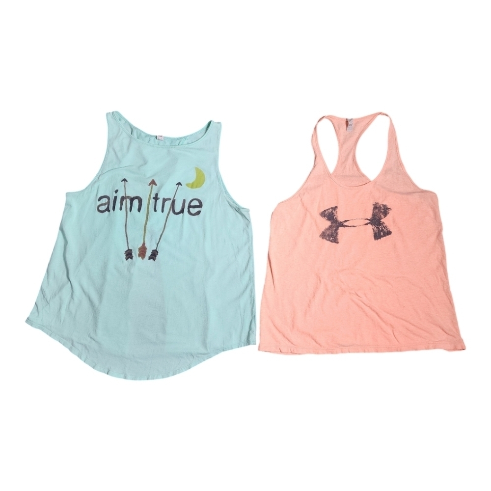 Under Armour Graphic Tank Tops - Mint and Peach Size Medium